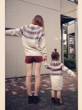 「AVAN LILY（アヴァンリリィ）のアイテム（ワンピース/ドレス）」を使った、りほっちさん（キッズ・90cm）の秋コーディネート