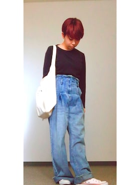 「CONVERSE（コンバース）のCONVERSE (コンバース）　【メンズ・ウイメンズ】オールスターハイ　ALL STAR HI チャックテイラー（スニーカー）」を使った、anさん（レディース・151cm）の秋コーディネート