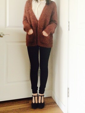 「UNIQLO（ユニクロ）のアイテム（その他パンツ、ブラック系）」を使った、bluebelleさん（レディース・160cm）の冬コーディネート