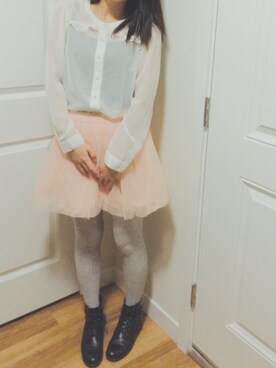 「Hollister（ホリスター）のアイテム（スカート、ピンク系）」を使った、bluebelleさん（レディース・160cm）の冬コーディネート