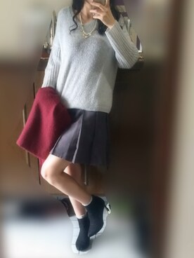 「オールグレー」｜「アイテム（スカート）」を使った、Izumi＊＊さん（レディース・165cm）の秋コーディネート