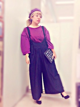 「Rccat（アールシーキャット）のアイテム（サロペット/オーバーオール）」を使った、ア オ ピ ♩さん（レディース・153cm）の秋コーディネート