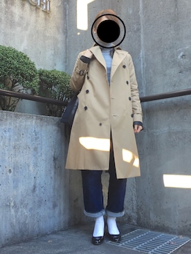 「HYKE」｜「アイテム（トレンチコート）」を使った、aa＊さん（レディース・158cm）の冬コーディネート