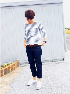 「白いスニーカー」｜「アイテム（腕時計）」を使った、miimoさん（レディース・153cm）の夏コーディネート
