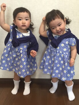 「COMME CA DU MODE（コムサデモード）のアイテム（レッグウェア）」を使った、Twinskleさん（キッズ・80cm）の春コーディネート