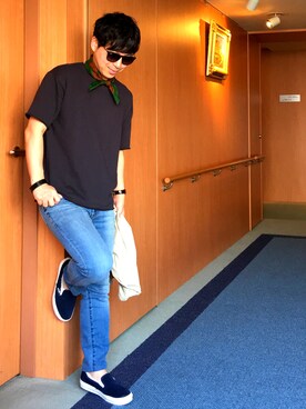 「バンダナ」｜「アイテム（ナイロンジャケット）」を使った、tomohisaさん（メンズ・168cm）の春コーディネート