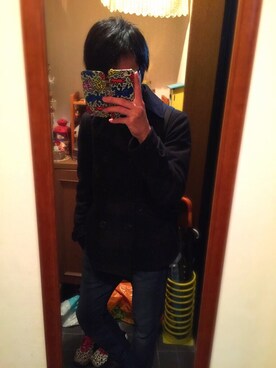 「アイテム（ピーコート）」を使った、りょー。♡さん（メンズ・177cm・10代）の冬コーディネート