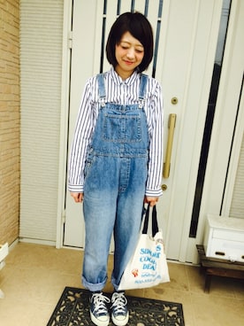 「茨城スナップ」｜「アイテム（サロペット/オーバーオール）」を使った、anmi☂さん（レディース・155cm）の夏コーディネート