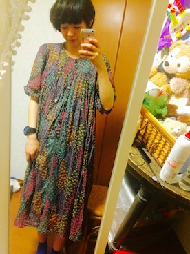 「茨城スナップ」｜「アイテム（ワンピース/ドレス）」を使った、anmi☂さん（レディース・155cm）の夏コーディネート
