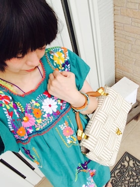 「茨城スナップ」｜「アイテム（ワンピース/ドレス）」を使った、anmi☂さん（レディース・155cm）の夏コーディネート