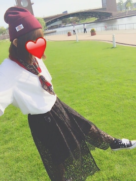 「シースルー」｜「アイテム（ニットキャップ/ビーニー）」を使った、Ainaさん（レディース・148cm）の秋コーディネート