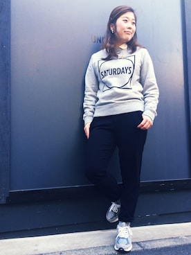 「サタデーズ ニューヨークシティ (Saturdays NYC)」｜「アイテム（スウェット）」を使った、imaiiさん（レディース・162cm）の冬コーディネート