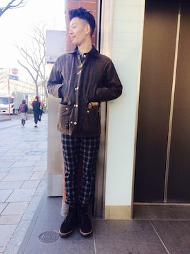 「Barbour（バブアー）のアイテム（その他アウター）」を使った、imaiiさん（メンズ・178cm）の冬コーディネート