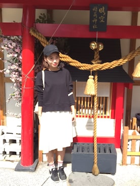 「PAZZO」｜「アイテム（帽子）」を使った、Eika Huangさん（レディース・165cm）の秋コーディネート