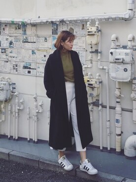 「EMODA」｜「アイテム（ダッフルコート）」を使った、Eika Huangさん（レディース・165cm）の冬コーディネート