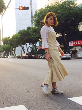 「a fadのアイテム」を使った、Eika Huangさん（レディース・165cm）の夏コーディネート