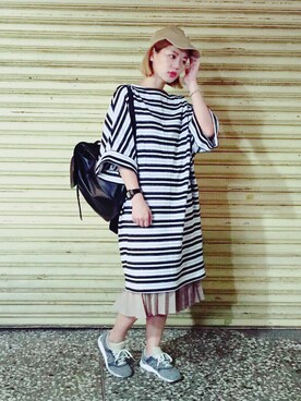 「SQUAD（スクアッド）のアイテム（帽子）」を使った、Eika Huangさん（レディース・165cm）の秋コーディネート