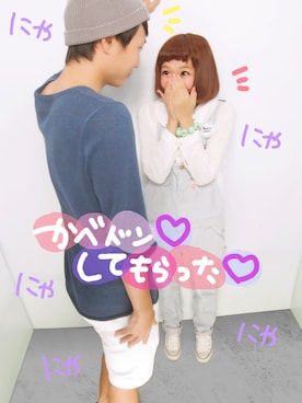 「缶バッチ」｜「アイテム（帽子）」を使った、anna◎.さん（レディース・157cm）の夏コーディネート