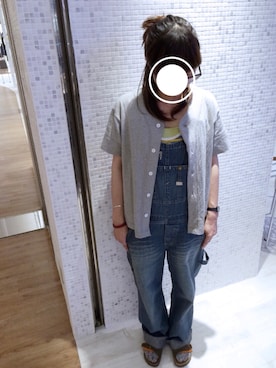 「ベースボールシャツ」｜「アイテム（サロペット/オーバーオール）」を使った、39t.◡̈⃝さん（レディース・153cm）の夏コーディネート