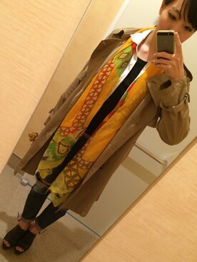 「トレンチ」｜「アイテム（ブーティ）」を使った、紀子さん（レディース・163cm）の春コーディネート