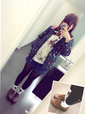 「宇宙」｜「アイテム（ブーツ）」を使った、ゆきにゃんちゅ☆さん（レディース・162cm）の春コーディネート