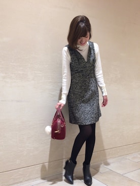 「Vネック」｜うおchanさん（レディース・162cm）の冬コーディネート