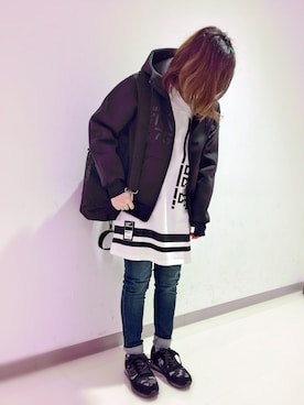 「TYPE BLUE（タイプブルー）のアイテム（パンツ）」を使った、MANAさん（レディース・155cm）の冬コーディネート