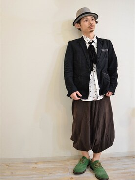 「HIBECK（ハイベック）のアイテム（ノーカラージャケット）」を使った、ta-boさん（メンズ・164cm）の春コーディネート