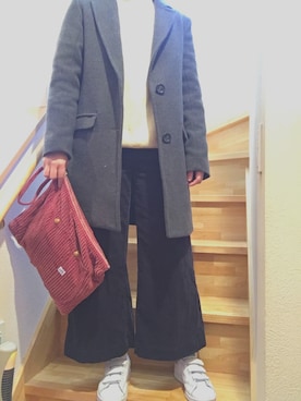「LEE」｜「アイテム（チェスターコート）」を使った、t e n .さん（レディース・155cm）の冬コーディネート