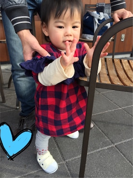 「タータンチェック」｜ひぃさん（キッズ・80cm）の春コーディネート