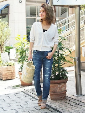 「GAIMO（ガイモ）のアイテム」を使った、Press marieさん（レディース・151cm）の夏コーディネート