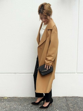 「Spick & Span（スピックアンドスパン）のアイテム（チェスターコート）」を使った、Press marieさん（レディース・154cm）の秋コーディネート