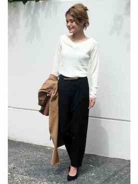 「Spick & Span（スピックアンドスパン）のアイテム（チェスターコート）」を使った、Press marieさん（レディース・154cm）の秋コーディネート