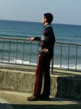 「Burner（バーナー）のアイテム（シャツ/ブラウス、ブルー系）」を使った、Kakawariさん（メンズ・170cm）の春コーディネート