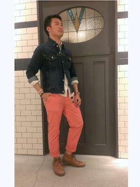 「JOURNAL STANDARD（ジャーナルスタンダード）のアイテム（デニムジャケット、ブルー系）」を使った、Kakawariさん（メンズ・170cm）の春コーディネート