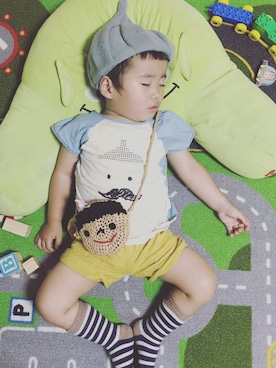 「韓国子供服のアイテム（Tシャツ/カットソー、その他）」を使った、yumaさん（キッズ・100cm）の春コーディネート