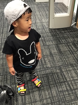 「OLD NAVY（オールドネイビー）のアイテム（キャップ、グレー系）」を使った、yumaさん（キッズ・100cm）の夏コーディネート