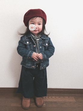 「2歳5ヶ月」｜「アイテム（ハンチング/ベレー帽）」を使った、iroさん（キッズ・90cm）の冬コーディネート