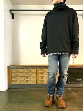 「BEDWIN & THE HEARTBREAKERS」｜「アイテム（ナイロンジャケット）」を使った、JIMAさん（メンズ・170cm）の秋コーディネート