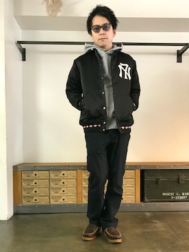 「adsr」｜「アイテム（スタジャン）」を使った、JIMAさん（メンズ・170cm）の冬コーディネート
