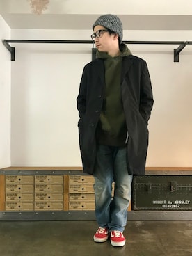 「THE UNION（ザユニオン）のアイテム」を使った、JIMAさん（メンズ・170cm）の冬コーディネート