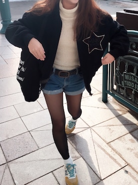 「80s」｜「アイテム（ブルゾン）」を使った、RISAKOさん（レディース・163cm）の冬コーディネート
