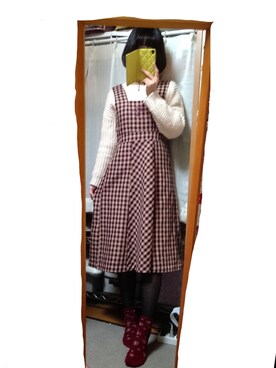 「F i.n.t（フィント）のアイテム（ワンピース、ブラウン系）」を使った、akaneさん（レディース・159cm）の冬コーディネート
