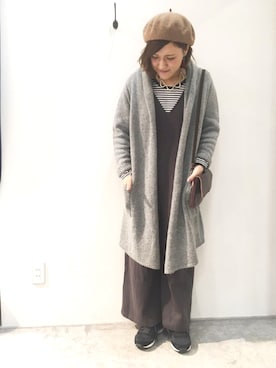 「コーディガン」｜「アイテム（オールインワン・サロペット）」を使った、キョウコさん（レディース・160cm）の秋コーディネート