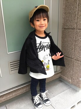 「おめかしコーデ」｜「アイテム（キャップ）」を使った、3kids.JTSさん（キッズ・90cm）の秋コーディネート