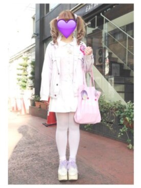 「デニムブルゾン（ブルゾン、パープル系）」を使った、かれりん♡さん（レディース・162cm）の春コーディネート