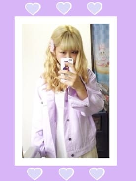 「デニムブルゾン（ブルゾン、パープル系）」を使った、かれりん♡さん（レディース・162cm）の春コーディネート