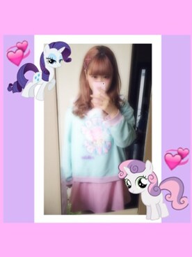 「milklimコットンキャンディスウェット（スウェット、グリーン系）」を使った、かれりん♡さん（レディース・162cm）の春コーディネート