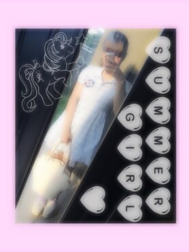 「no brand（ノーブランド）のアイテム（ワンピース、ブルー系）」を使った、かれりん♡さん（レディース・162cm）の夏コーディネート