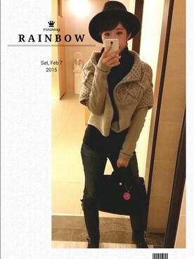 「タートル」｜「アイテム（帽子）」を使った、ayaさん（レディース・165cm）の冬コーディネート